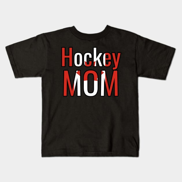 Hockey Mom with the Canadian Flag Kids T-Shirt by M Dee Signs